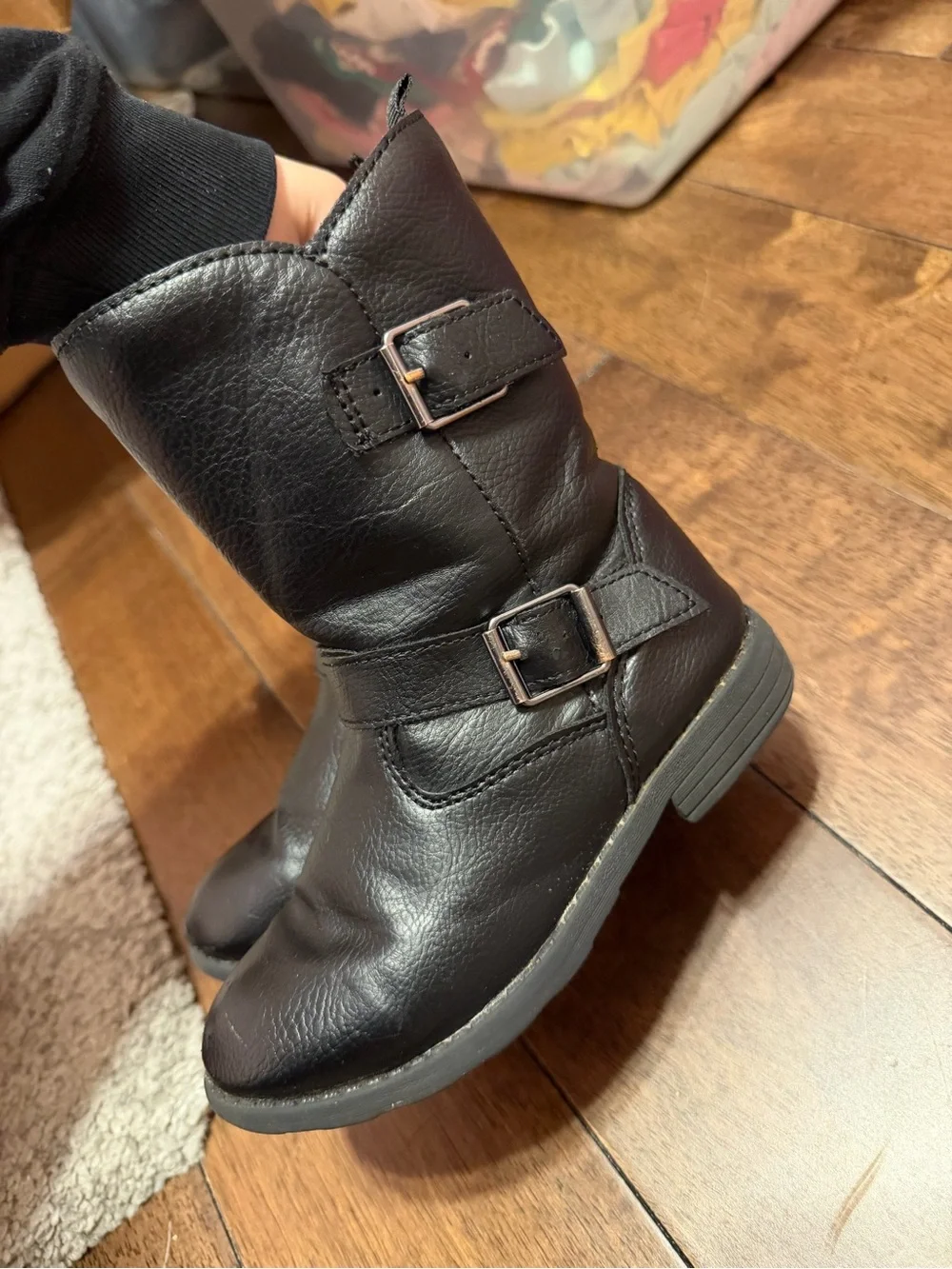Carter's Black Girls' Mid-Calf Buckle Boots